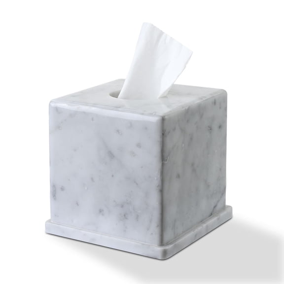 Carrara White Cube Marble Tissue Box Decorative Square Holder