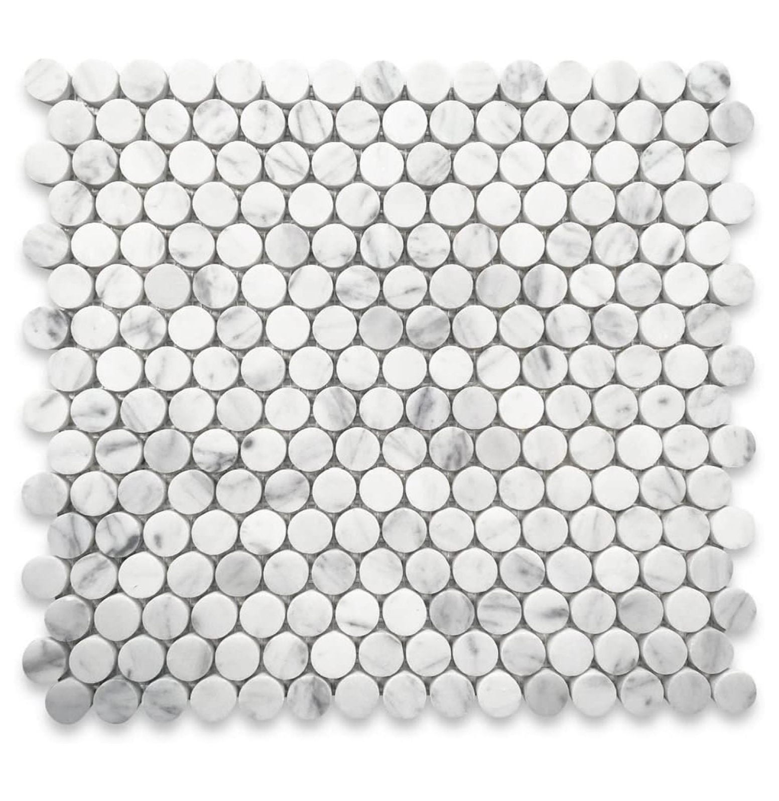 Carrara White Marble 3/4 inch Penny Round Mosaic Tile Honed Kitchen Bath Wall Floor Backsplash Shower (1 Sheet)