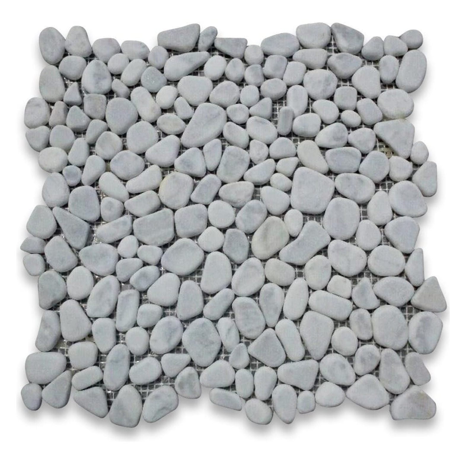 Carrara White Marble Pebble Stone River Rocks Mosaic Tile Tumbled Kitchen Bath Wall Floor Backsplash Shower (1 Sheet)