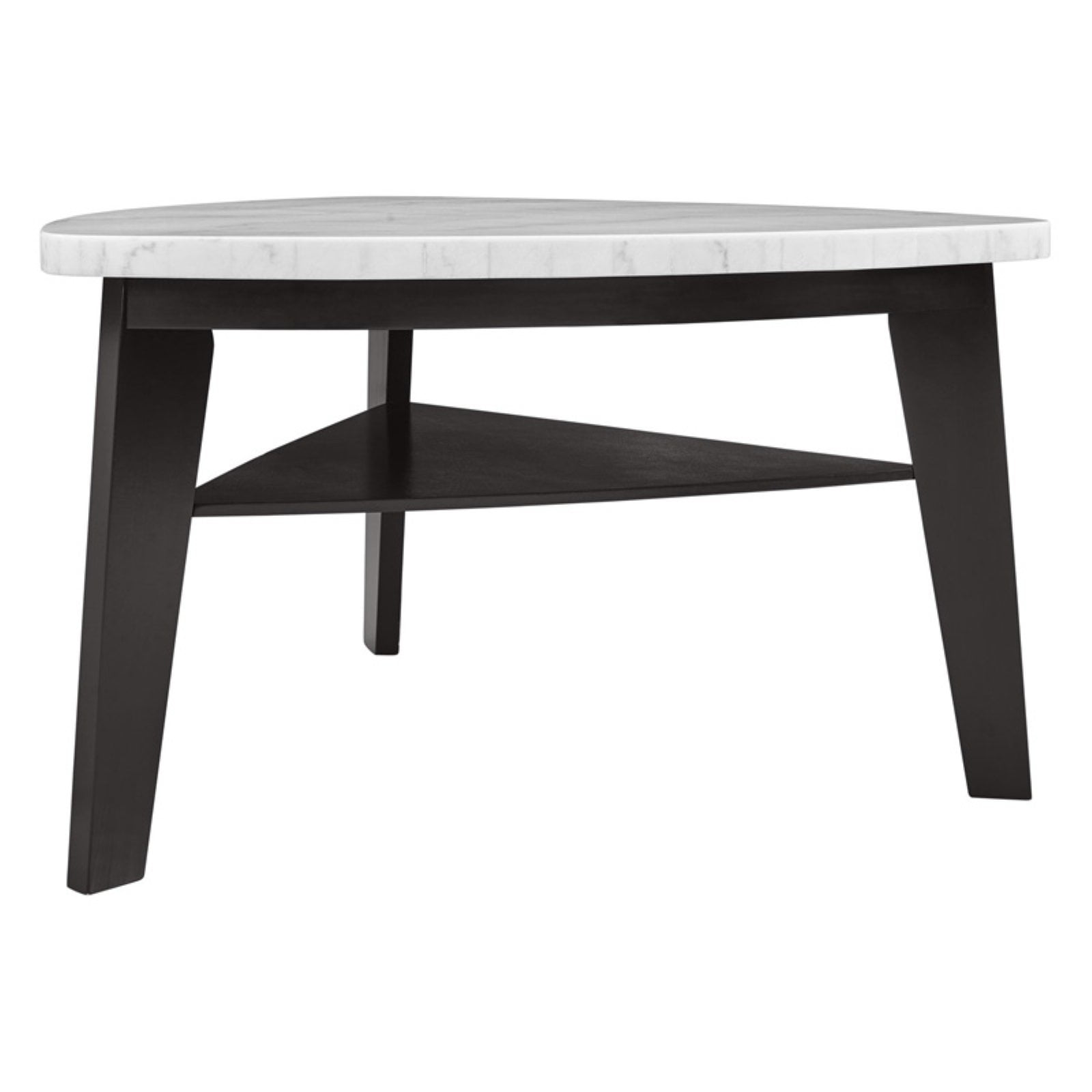 Transitional 60" Round Marble & Wood Counter Height Dining Table