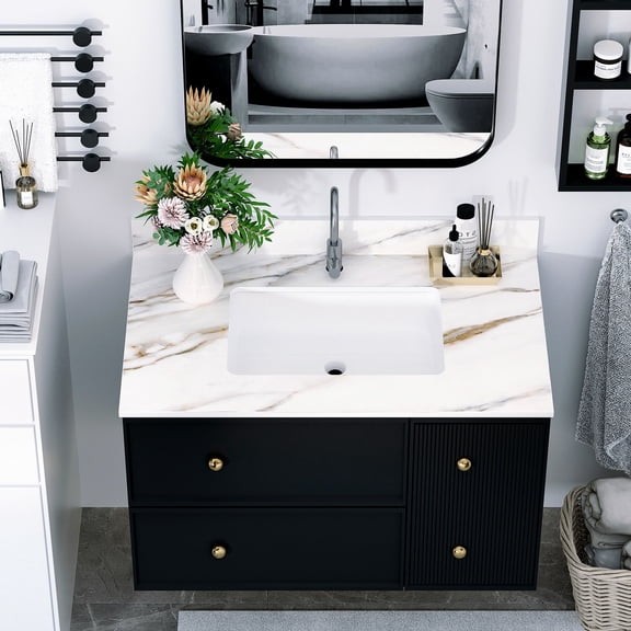 Carrara White Marble Vanity Top, 37" Wide | American Style Bathroom Use | Easy to Clean, Non-Porous Material