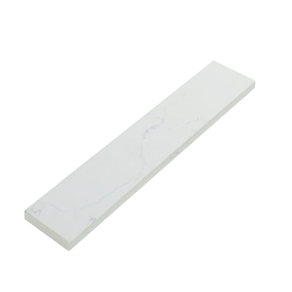 Carrara White Quartz Sidesplash, Polished, Uniform & Smooth Gray Surface, 21 x 4 x 0.75 Inches, Wall Protection for Bathroom Vanity
