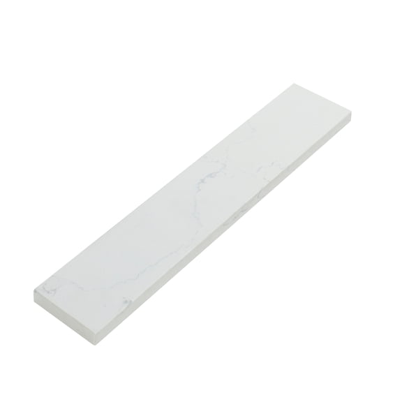 Carrara White Quartz Sidesplash, Polished, Uniform & Smooth Gray Surface, 21 x 4 x 0.75 Inches, Wall Protection for Bathroom Vanity