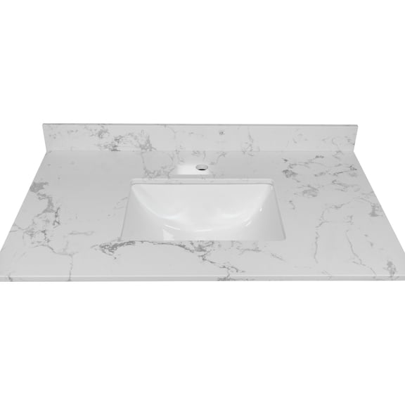 Carrara White Stone Vanity for Bathroom / Classic Look, Safety Overflow