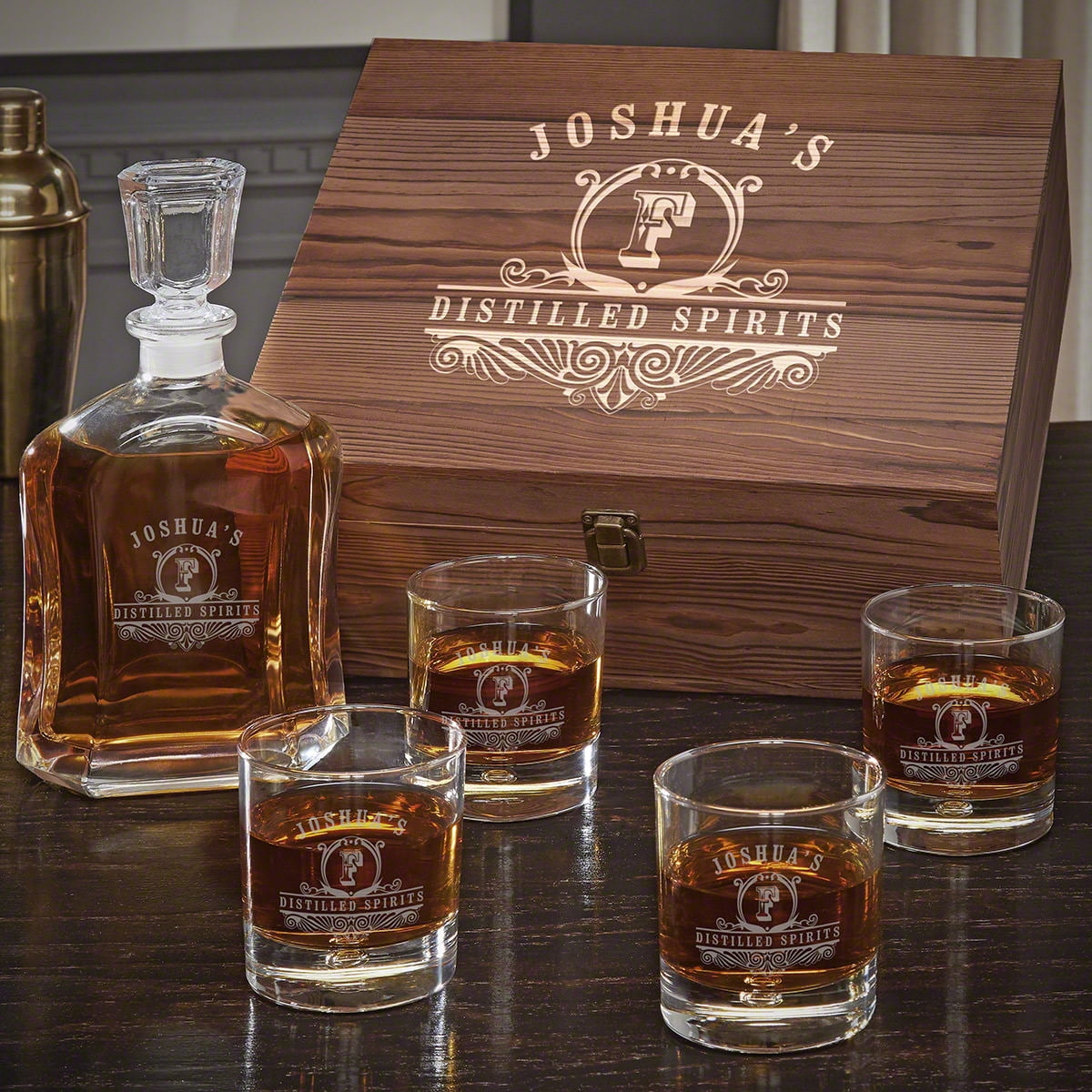 Carraway Engraved Argos Decanter Whiskey Gift Set with Bryne Glasses ...
