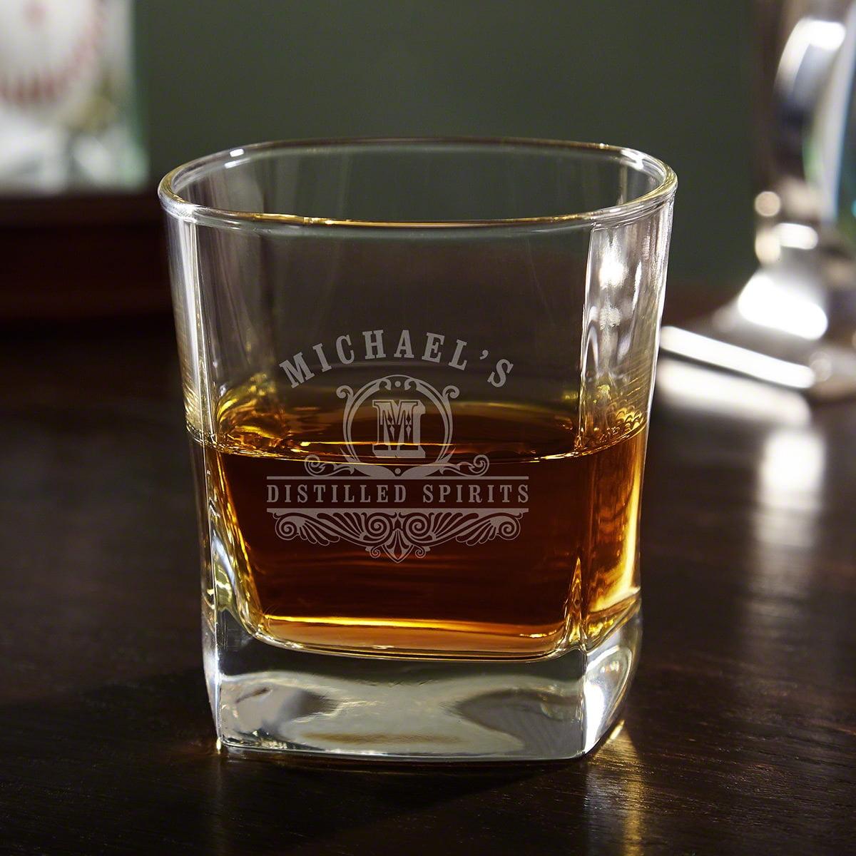 Carraway Personalized Square Whiskey Glass, Clear