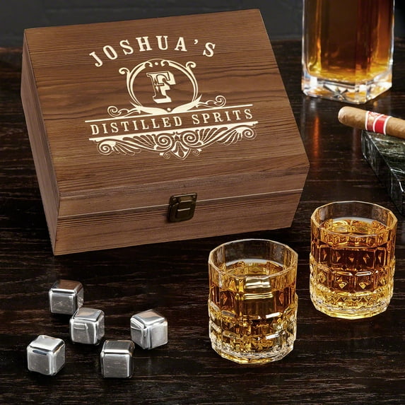 Carraway Personalized Whiskey Stones Gift Set