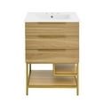 thumbnail image 1 of Carre 24 in. White Oak Bathroom Vanity With White, 3-Hole Ceramic Sink Top, 1 of 9