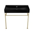 thumbnail image 1 of Carre 36 Ceramic Console Sink Matte Black Basin Gold Legs, 1 of 10