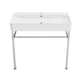 thumbnail image 1 of Carre 36 Ceramic Console Sink White Basin Chrome Legs, 1 of 10