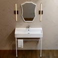 thumbnail image 1 of Carre 36 Ceramic Console Sink White Basin Matte White Legs, 1 of 10