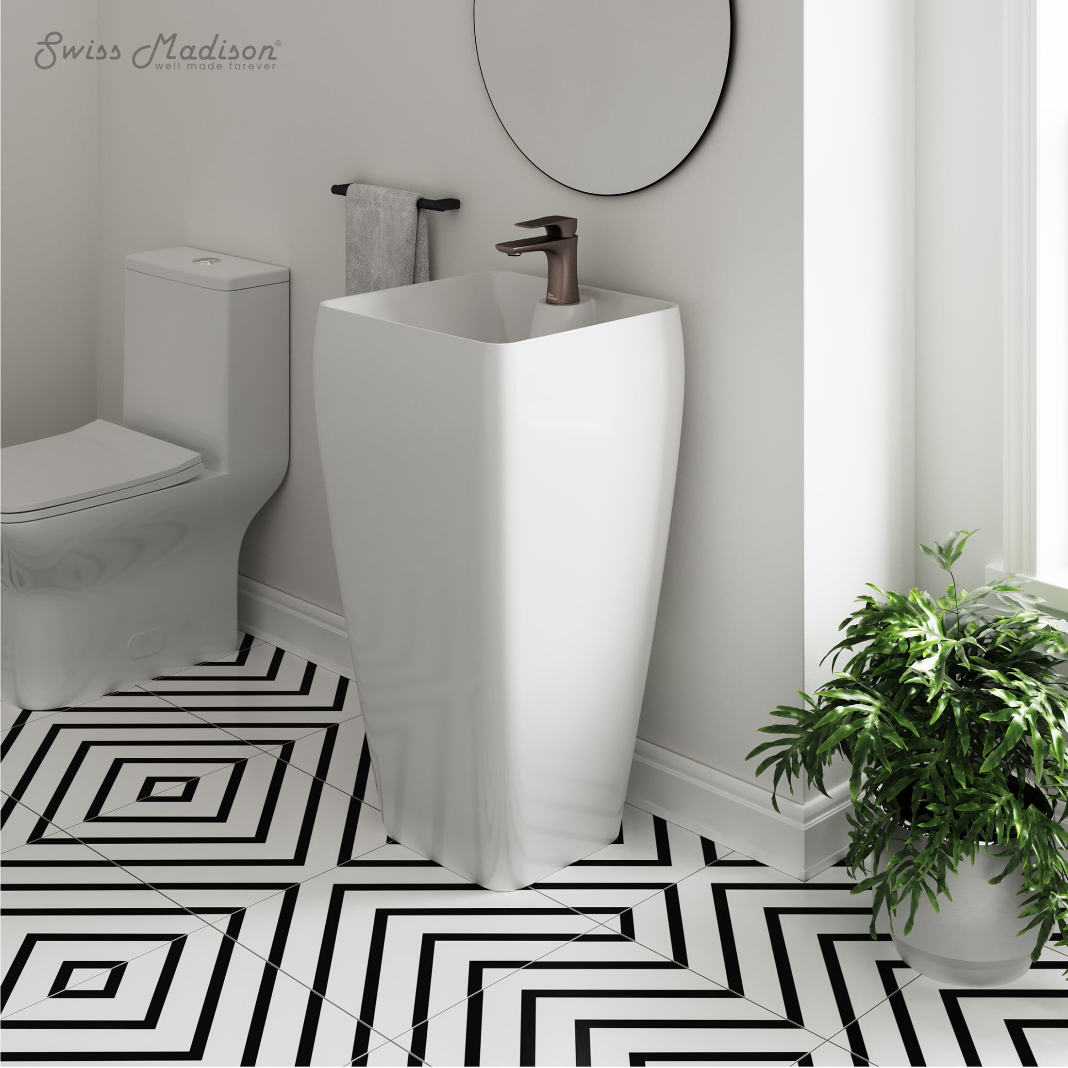 Carre One Piece Pedestal Sink