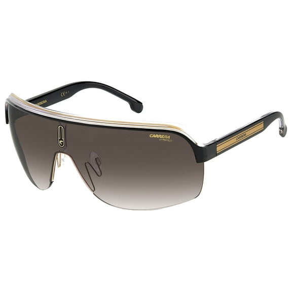 Carrera Topcar Men's Black/Gold-Tone Half-Rim Shield Sunglasses