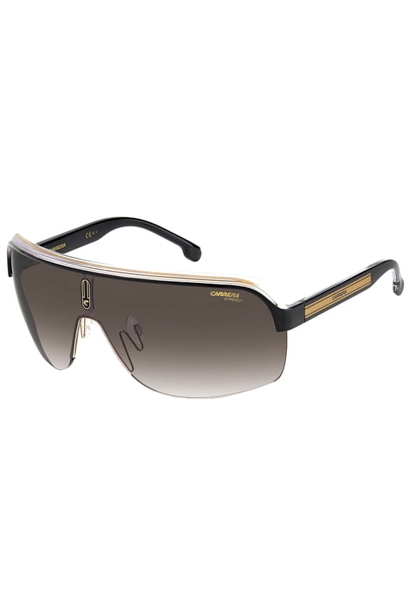Topcar Men's Black/Gold-Tone Half-Rim Shield Sunglasses