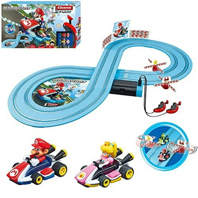 Carrera First Mario Kart Slot Car Race Track With Spinners Includes 2 Cars Mario And Peach 7951