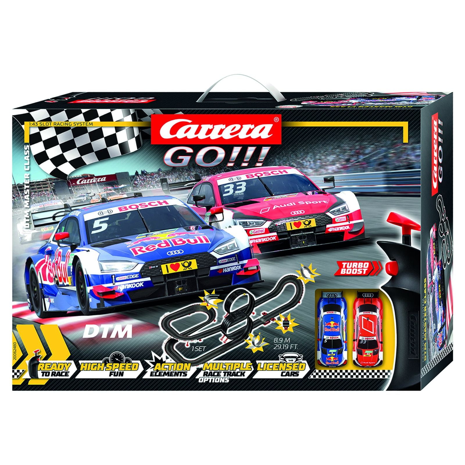  Carrera GO!!! Electric Powered Slot Car Racing Kids Toy Race  Track Set 1:43 Scale, DTM Power Run : Toys & Games