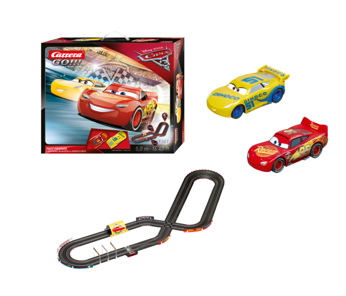 Carrera GO!!! Disney/Pixar Cars 3 Fast Friends Slot Car Race Track Set  featuring Lightning McQueen versus Dinoco Cruz