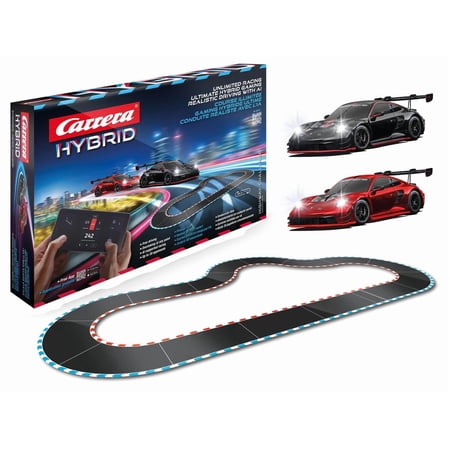Carrera HYBRID Highway Challenge - New Generation App-Controlled AI Car Racing Multiplayer Game with Porsche 911 GT3 R Race Cars, 20-Ft Racetrack, USB-C Recharge, Ages 12+