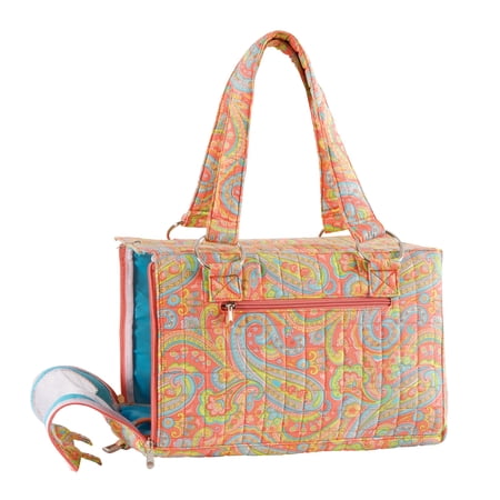 Carrera 100% Cotton Quilted Paisley Travel Tote Small Pet Carrier Bag, 9.5" x 14"