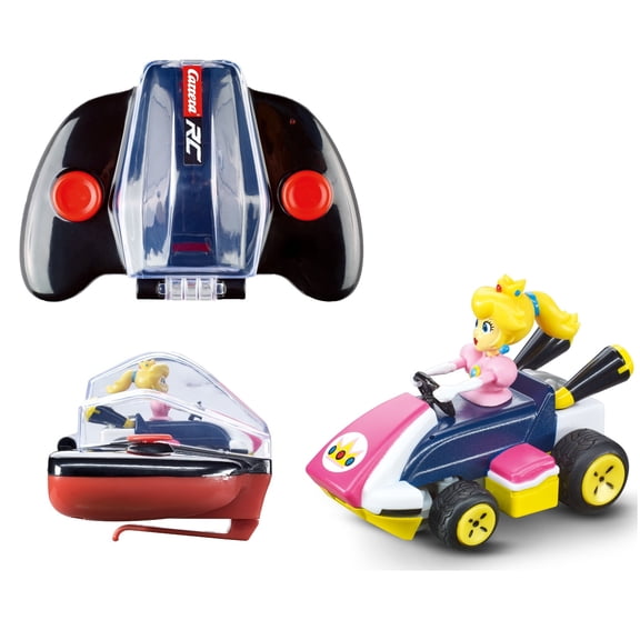 Open Box Carrera RC Mario Kart Mini RC - Peach 2.4Ghz Radio Control Rechargeable Battery Car Toy With Carrying Case Controller
