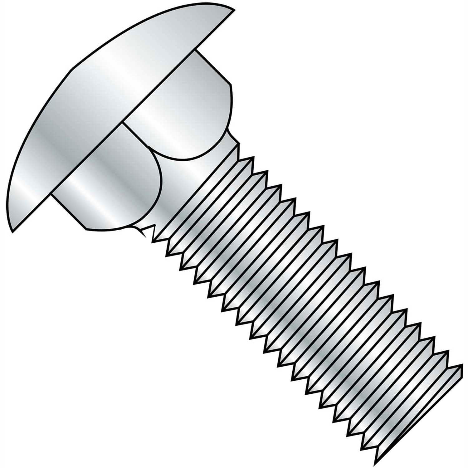 Carriage Bolt, 1024 x 13/4", Round Head, Steel, Zinc, Grade A, FT
