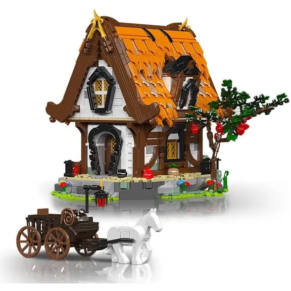 Carriage and House Building Blocks Set (2192 Pcs), Collectible Ornament Set, Country and Forest Theme Blocks Suitable for Fairy Tale Enthusiasts and Forest Explorers