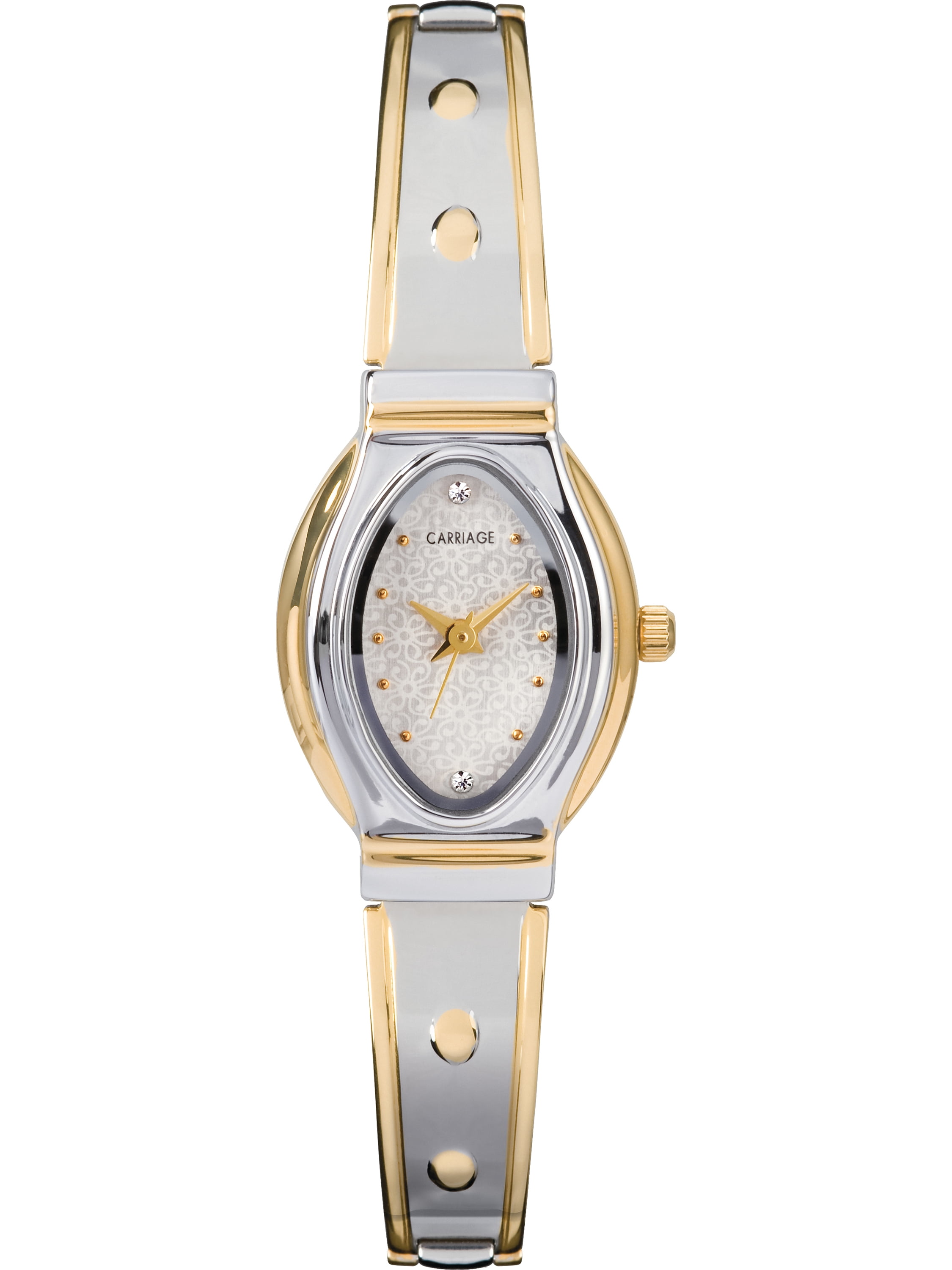 WOMENs CARRIAGE GOLD SILVER STAINLESS STEEL BACK BASE METAL BEZEL WATCH NM 00495 Vintage Timex Carriage Quartz Classic Womens Womans Silver  main image 2