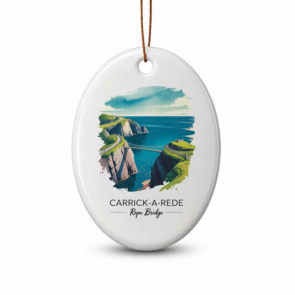 Red Rope Bridges Carrick-A-Red Oval Christmas Keepsake, Rope Bridge Travel Destination ...