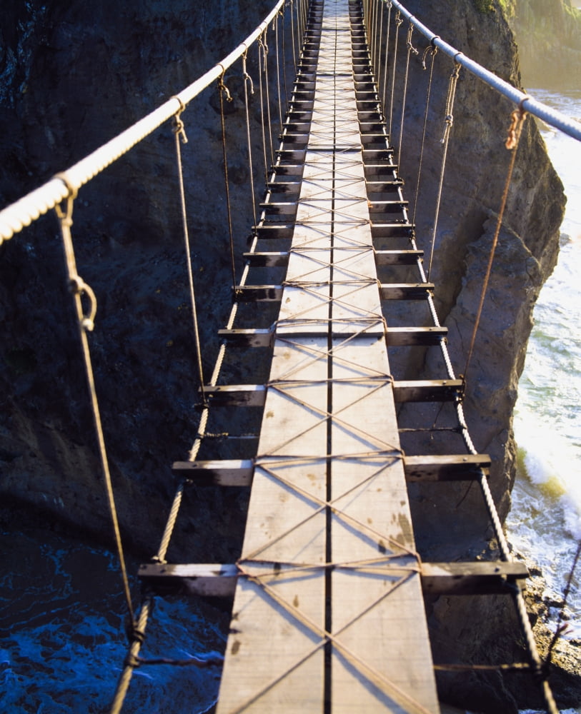 Carrick-A-Rede County Antrim Ireland Close-Up Of A National Trust Rope Bridge Canvas Art - The Irish Image Collection Design Pics (26 x 32)
