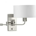 thumbnail image 1 of Carrick Collection One-Light Brushed Nickel Summer Linen Shade Transitional Wall Light, 1 of 6