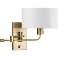 thumbnail image 1 of Carrick Collection One-Light Vintage Brass Summer Linen Shade Transitional Wall Light, 1 of 7