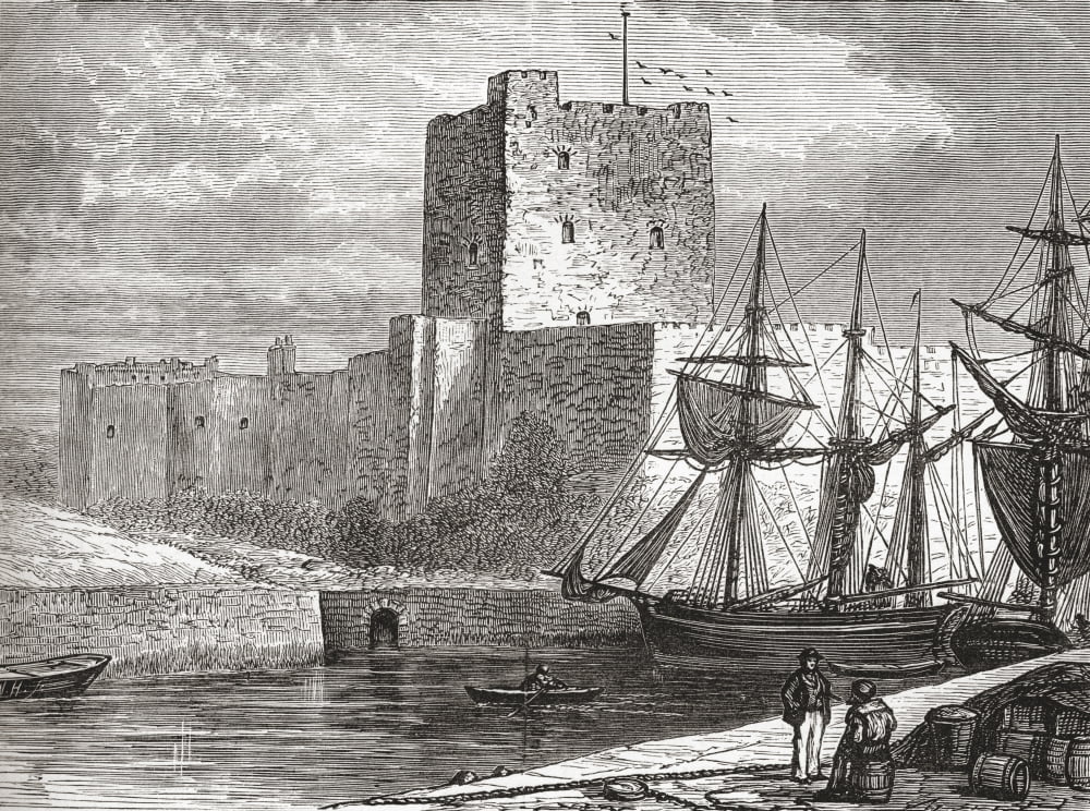 Carrickfergus Castle CarrickfergusCounty Antrim Northern Ireland In The Late 19Th Century From Our Own Country Published 1898 Canvas Art - Ken Welsh Design Pics (17 x 12)