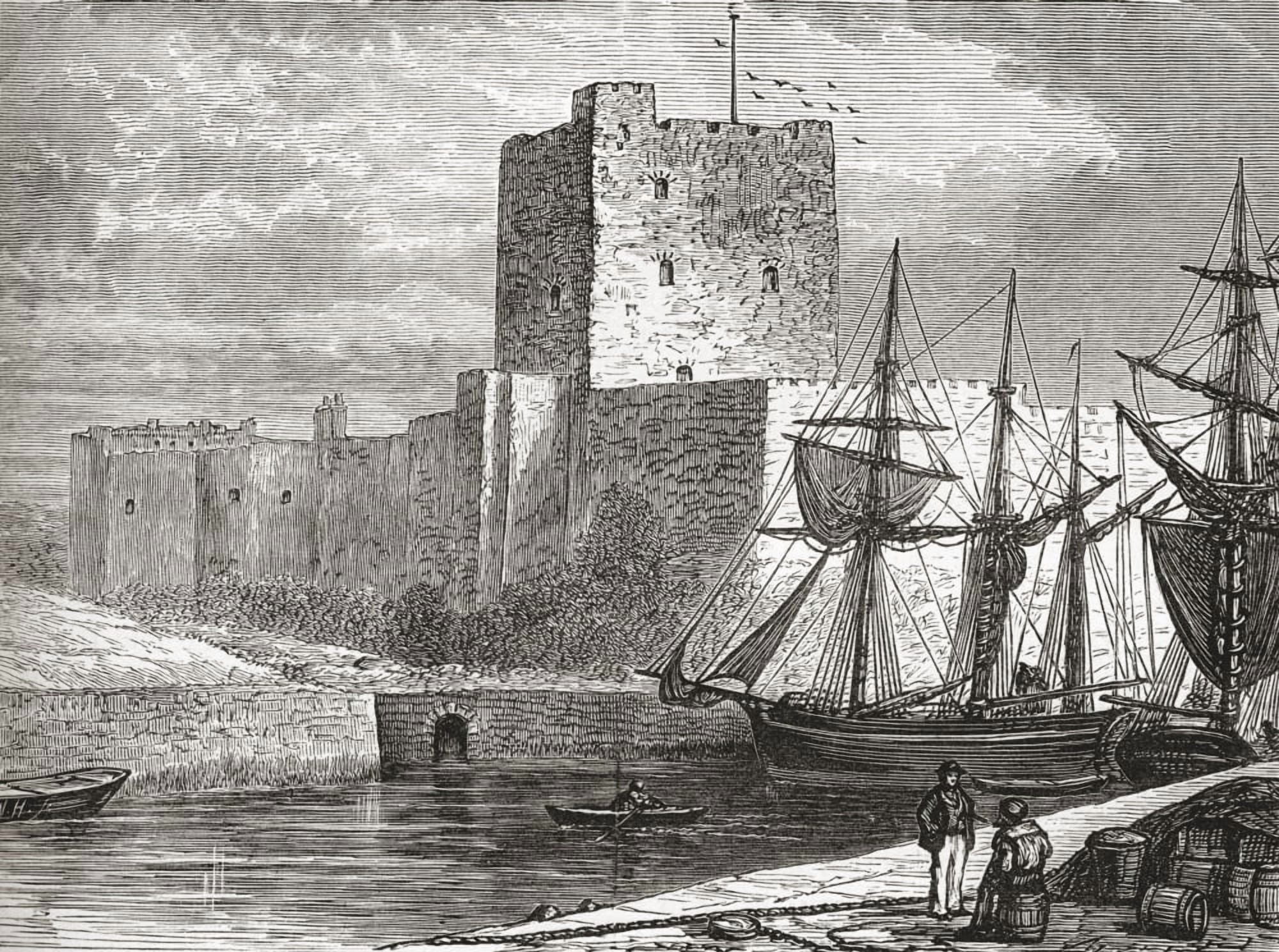 Carrickfergus Castle CarrickfergusCounty Antrim Northern Ireland In The Late 19Th Century From Our Own Country Published 1898 Canvas Art - Ken Welsh Design Pics (34 x 24)