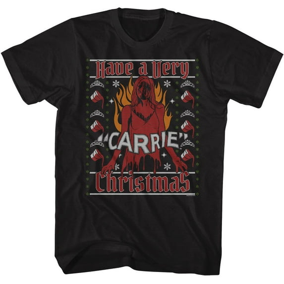 Carrie A Very Carrie Christmas Black Adult T-Shirt 3Xt