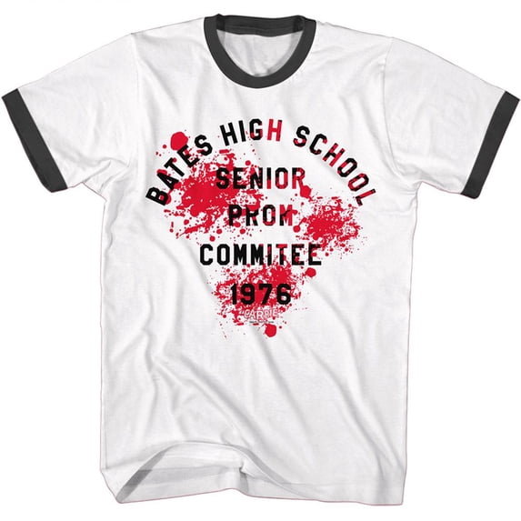 Carrie Bates HS Prom 76 White/Black Adult Ringer T-Shirt