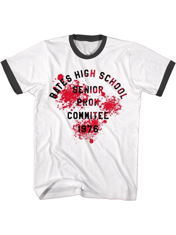 Carrie Bates HS Prom 76 White/Black Adult Ringer T-Shirt