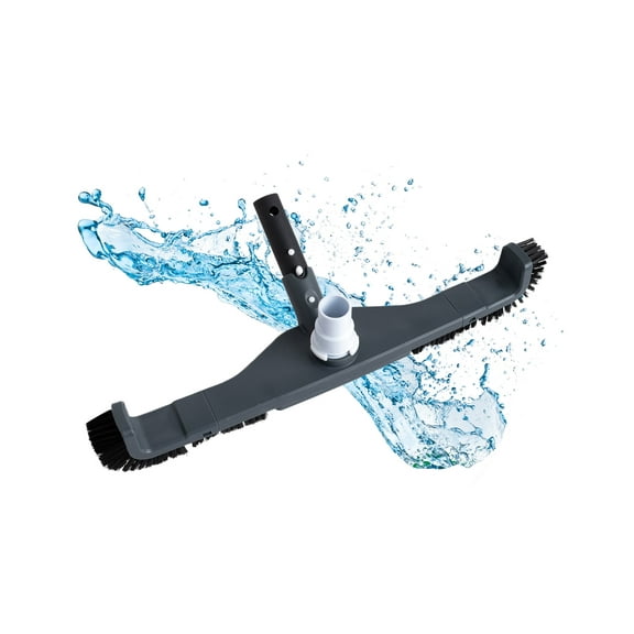 Carrie Box Deluxe Xl 20-Inch 2 in 1 Curved Pool Brush with Vacuum Head | Durable Bristles | Swivel Hose | Ez Clip Handle