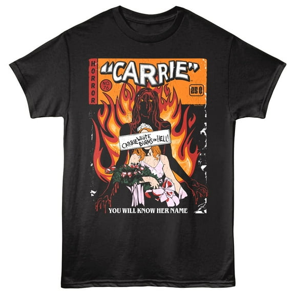 Carrie Horror Comic Cover Men's T Shirt (Black, Big&Tall2XLT)