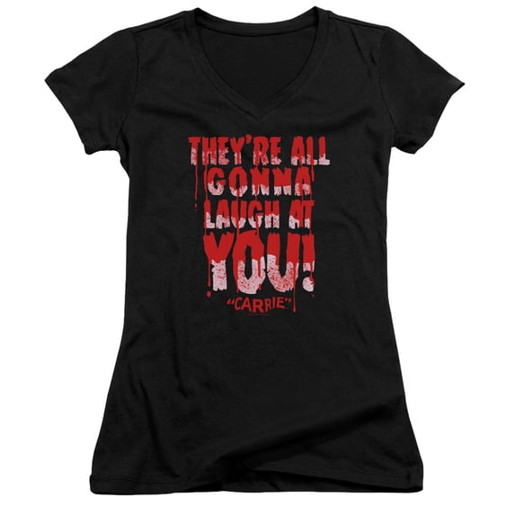 Carrie Laugh At You Junior Women's V-Neck T-Shirt Black