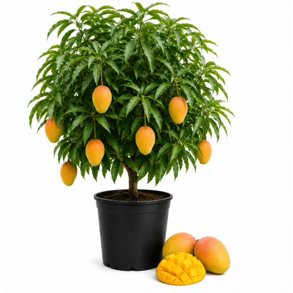 Carrie Mango Tree Live Plant 14-16 Inch Tall, Tropical Fruit Tree for Container and Outdoor Growing