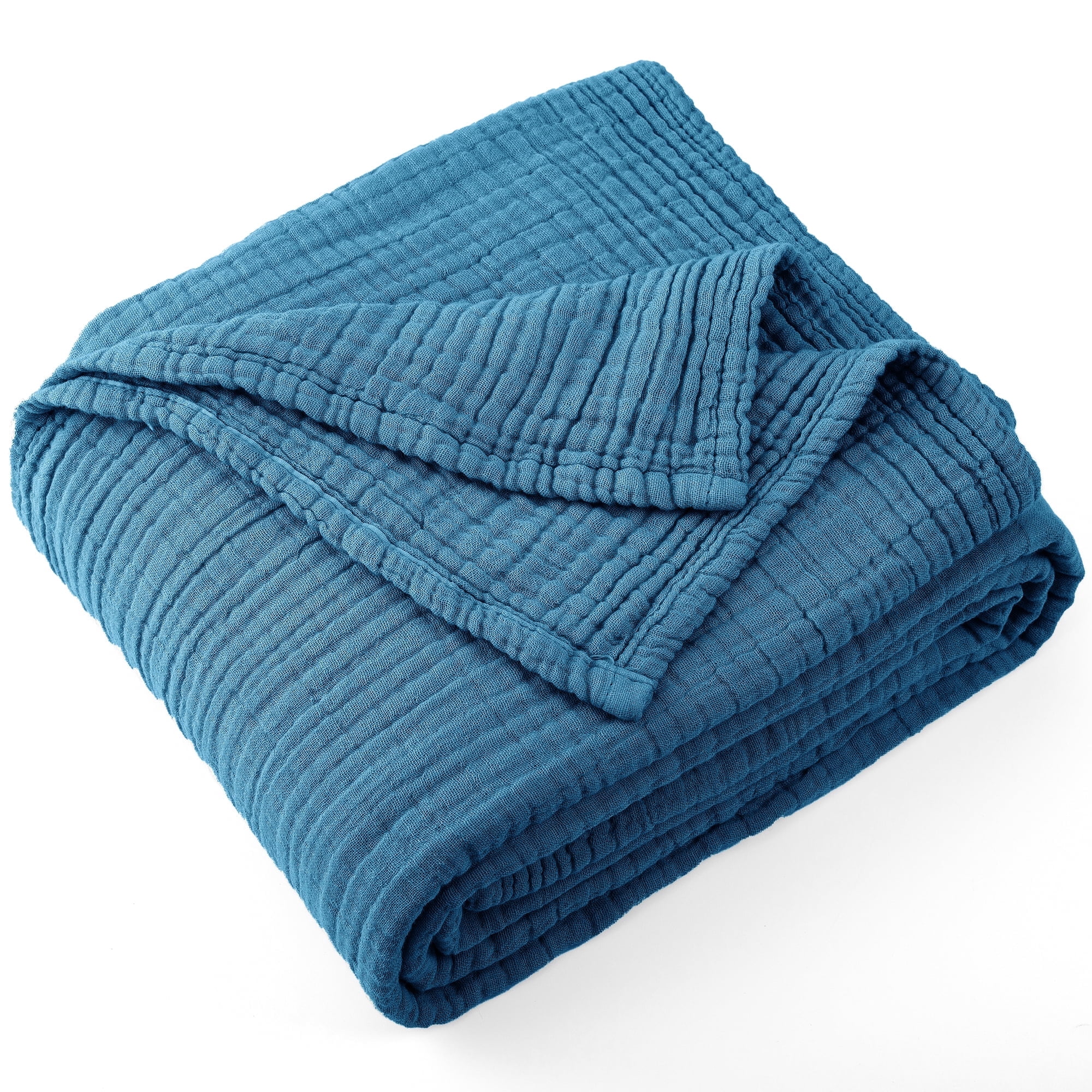 Carriediosa 100% Cotton Muslin Blanket Soft Gauze Blankets for Adults, 108" x 90" King Size Dusty Blue