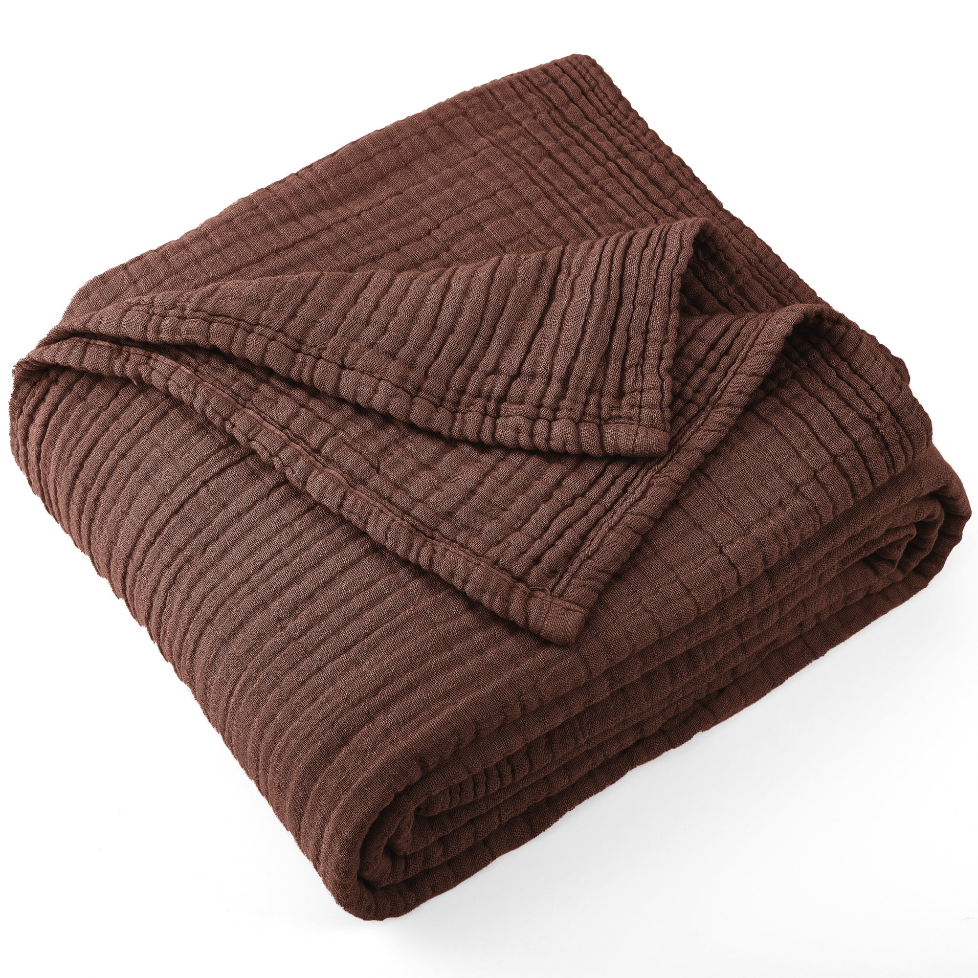 Cotton Muslin Throw Blanket, Dark Brown