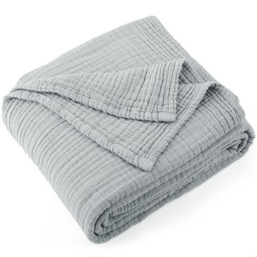 Carriediosa 100% Cotton Muslin Throw Blanket Gauze Blankets for Adults Soft Throws for Bed and Couch, 50" x 70" Light Grey