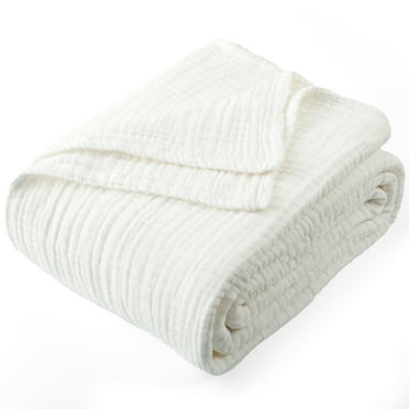 Carriediosa 100% Cotton Muslin Throw Blanket Gauze Blankets for Adults Soft Throws for Bed and Couch, 50" x 70" White