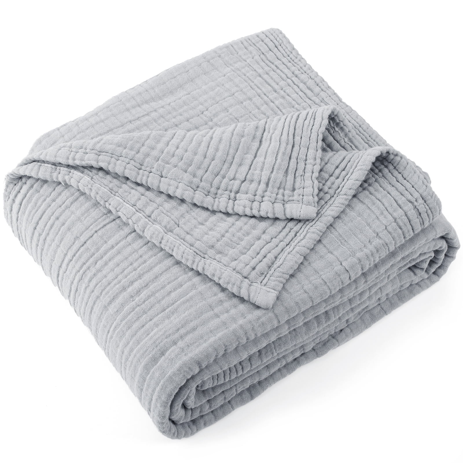 Carriediosa 100 Cotton Muslin Throw Blanket Gauze Blankets for Adults Soft Throws for Bed and Couch 70 x 80 Light Grey Walmart