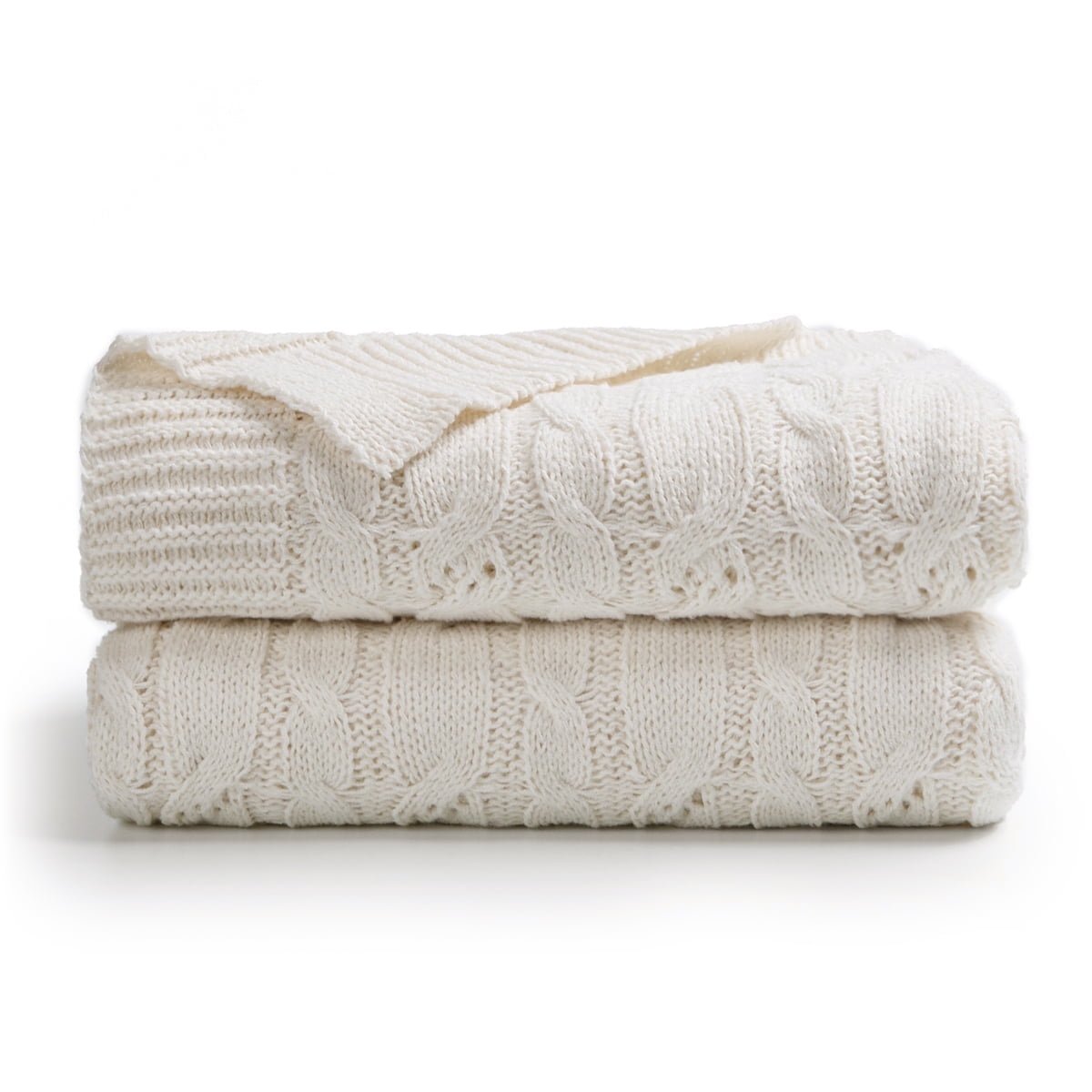 Carriediosa Cable Knit Throw Blanket Farmhouse Decor for Couch Chair ...