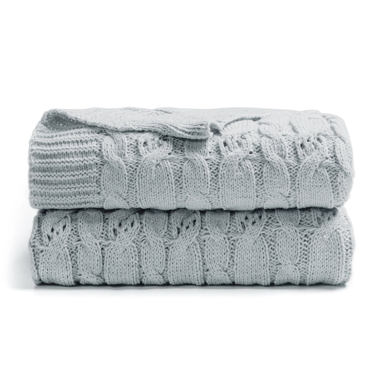 Carriediosa Cable Knit Throw Blanket Farmhouse Decor for Couch Chair Bed Sofa, 60" x 80" Light Grey