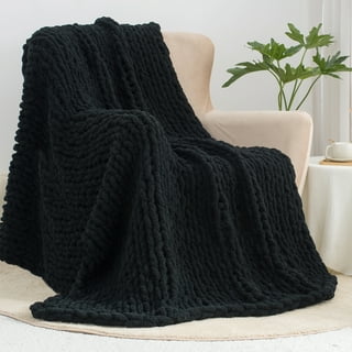 Black Handmade chenille chunky factory knit blanket