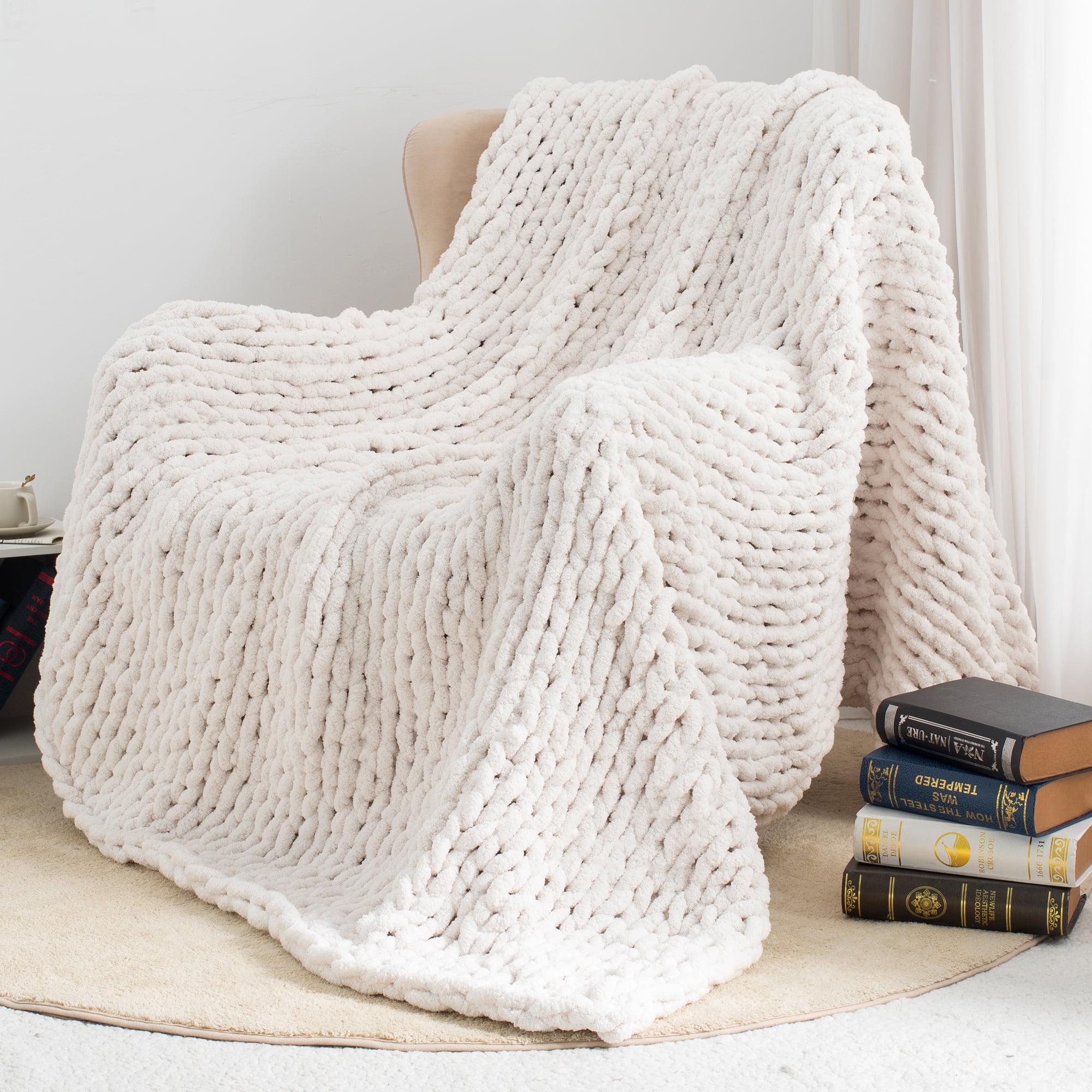 Carriediosa Chunky Knit Throw Blanket Handmade Soft Throws for Couch ...