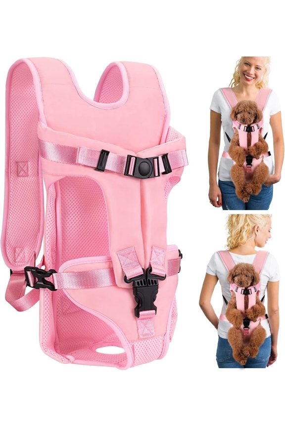 Carrier Backpacks, Adjustable Backpack Carrier, Out Easy-fit Chest Carrier for Medium Small Dogs, Hands Free Front Carrier for Hiking, Cycling( S)